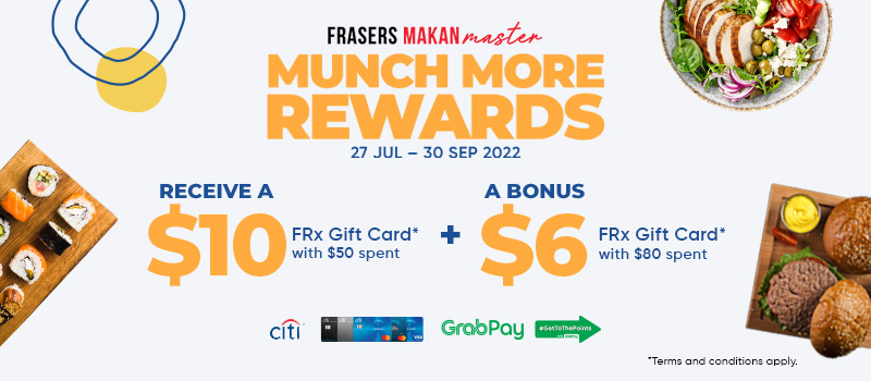 Enjoy up to $16 in rewards with Frasers Makan Master